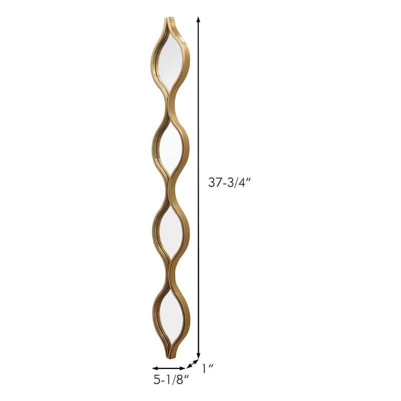 Modern Gold Metal Teardrop Mirror Boho Wall Decor, 37.875" H x 5.125" W