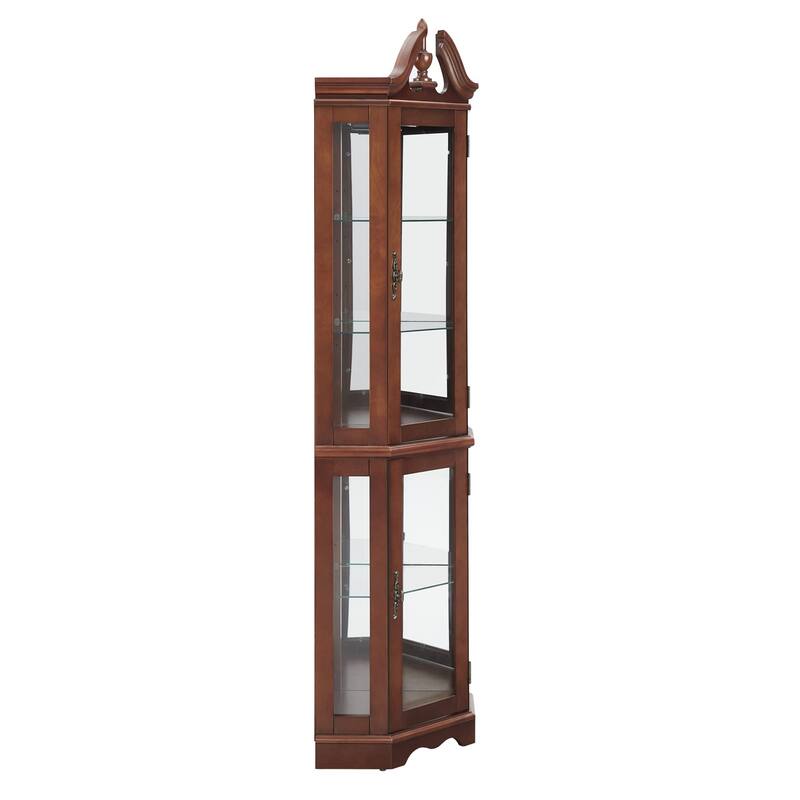Corner Curio Display Cabinet with Tempered Glass Shelves (Bulb Not Included)