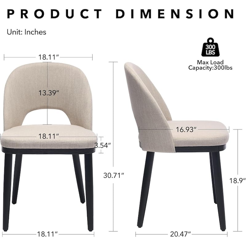 Set of 2 Comfortable Upholstered Kitchen Dining Chairs for Kitchen Restaurant