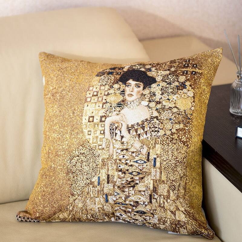 Adele by Gustav Klimt Tapestry Throw Pillow