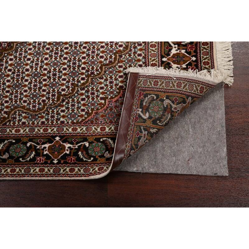 Vegetable Dye Wool/ Silk Tabriz Mahi Persian Area Rug Hand-knotted - 5'0" x 6'10"