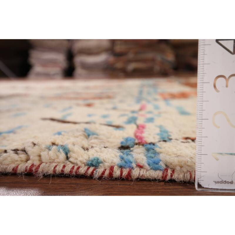 Tribal Plush Moroccan Area Rug Hand-Knotted Wool Carpet - 6'5" x 9'10"