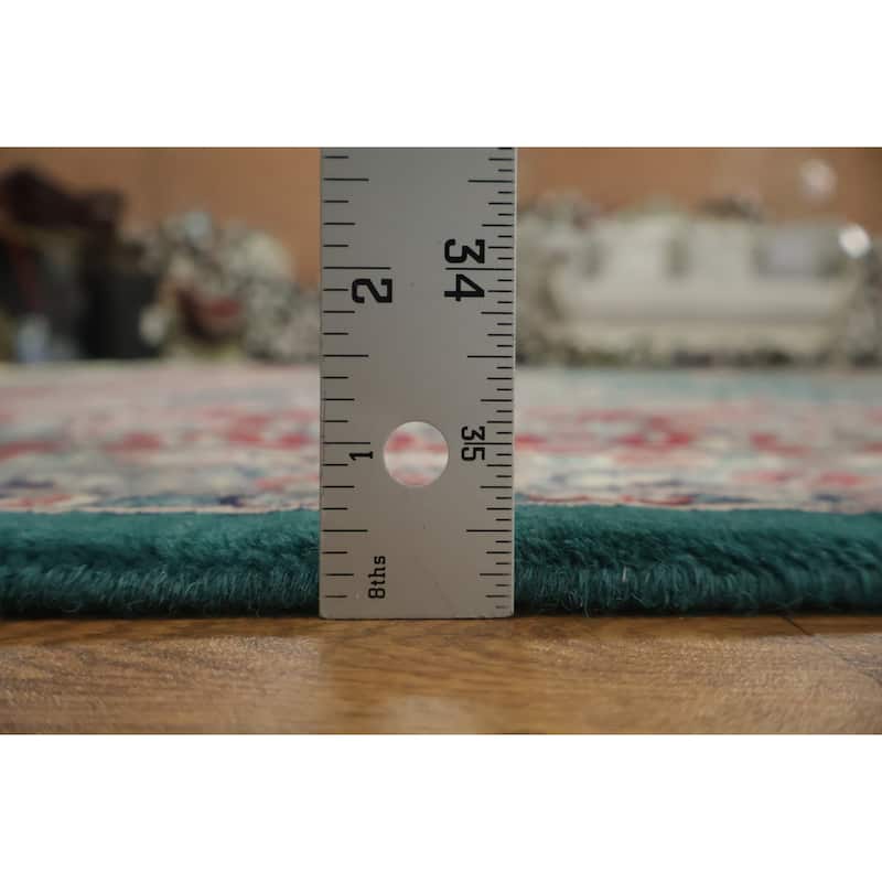 Hand Knotted Oriental 100% Wool Carpet Traditional Floral Green Kashan Area Rug - 12' 3'' X 9' 0''