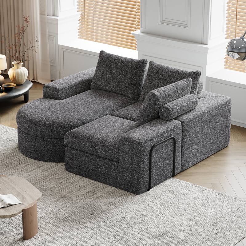 Roomfitters 99" Modern Chenille Cloud Curved Sectional Sofa with Chaise, L-Shaped Couch, for Living Room or Apartment