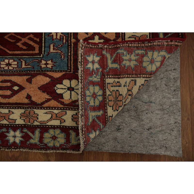 Hand Knotted Oriental 100% Wool Carpet Traditional Geometric Red Super Kazak Area Rug - 8' 5'' X 5' 3''