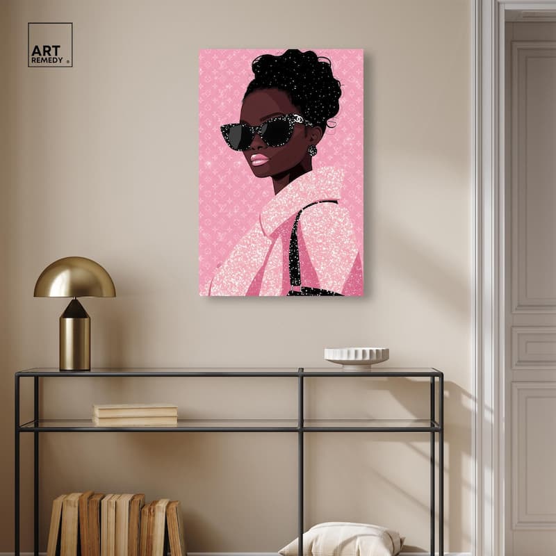 Pink Luxury Woman Canvas by Art Remedy, Gallery Wrapped