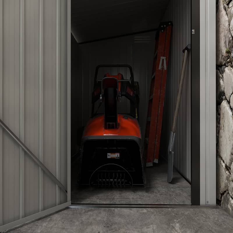 Outsunny 4' x 8' Metal Outdoor Storage Shed, Lean to Storage Shed, Garden Tool Storage House with Lockable Door and 2 Air Vents