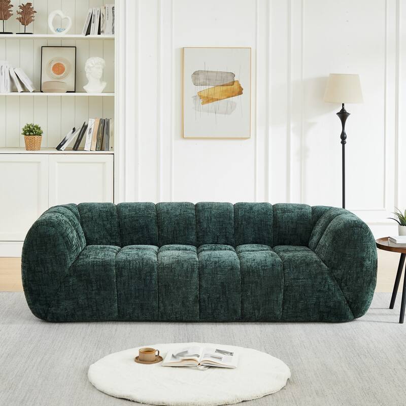 86.5" 3-Seater Chenille Pure Foam Sofa - Green
