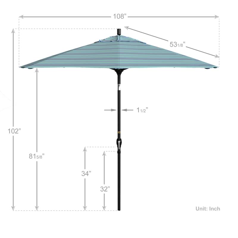 California Umbrella 9-foot Round Crank Lift, Push ButtonTilt, Black Frame Finish, Aluminum Patio Umbrella with Sunbrella Fabric