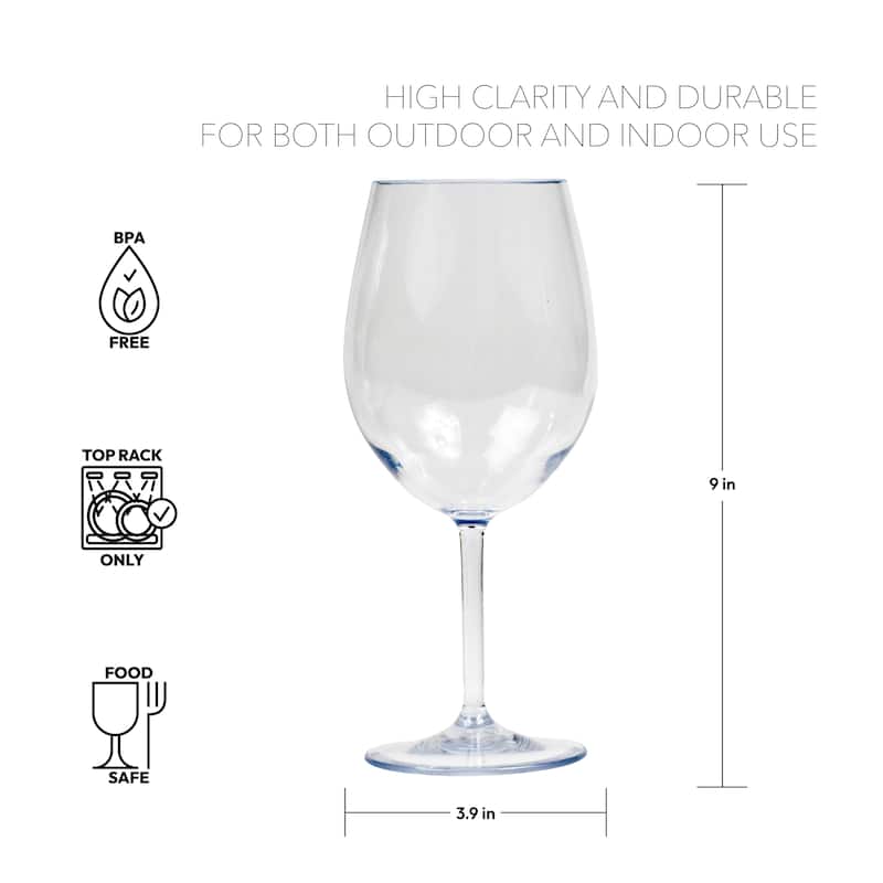 Abode Homewares Montana Acrylic Wine Glass - Clear - 22 oz - Set of 4