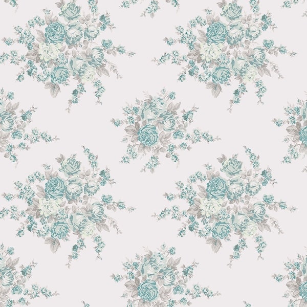 slide 2 of 4, Shabby Chic by Rachel Ashwell Rose Blossom Teal Wallpaper