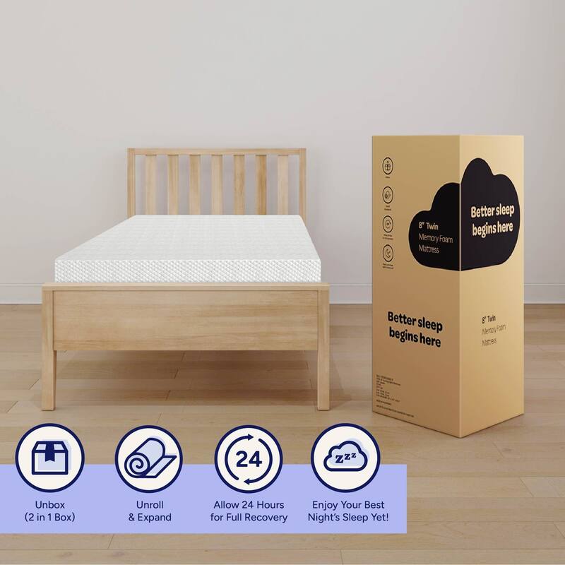 Max and Lily 2 x 8" Memory Foam Mattress Twin