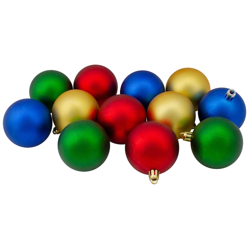 Shatterproof 2-Finish Christmas Ball Ornaments - 2.5" (60mm) - Multi - 24ct