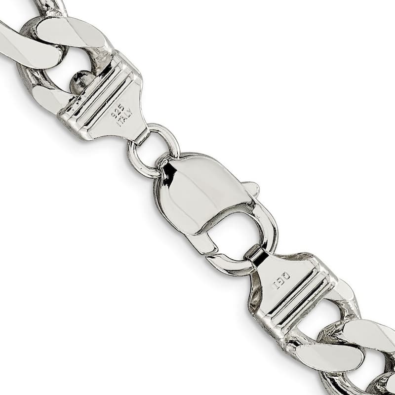 Curata 925 Sterling Silver Solid Polished 10.75mm Figaro Chain Anklet 9 Inch Lobster Claw