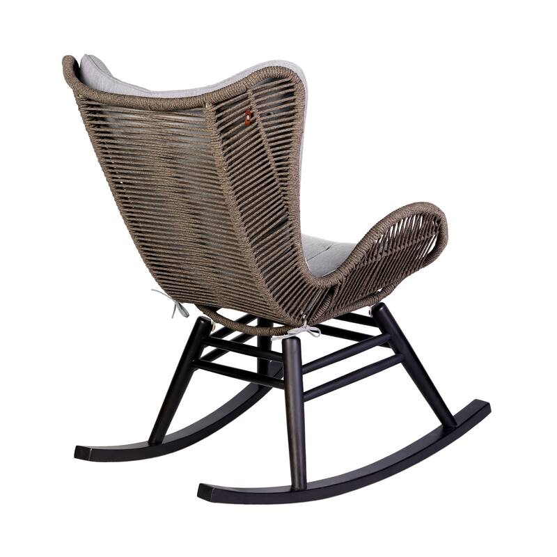 Fanny Solid Eucalyptus Wood & Rope Outdoor Patio Rocking Chair