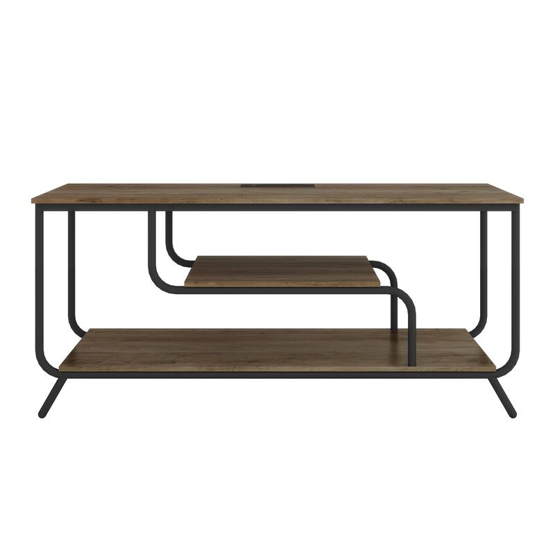 TV Stand with LED Lights Power Outlets - TV Stand for TVs up to 55 Inch, Modern TV Console Table