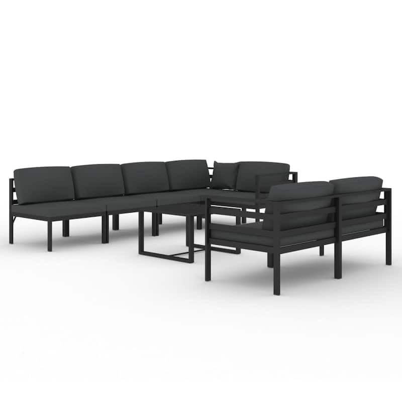 vidaXL Patio Lounge Set with Cushions Aluminum - 27.6" x 27.6" x 25.4"