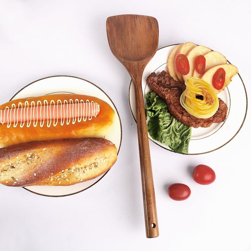 Wooden Turner Stir Frying Wok Spatula Kitchen Pan Cooking Baking Brown - 14.8" x 3.5"(L*W)