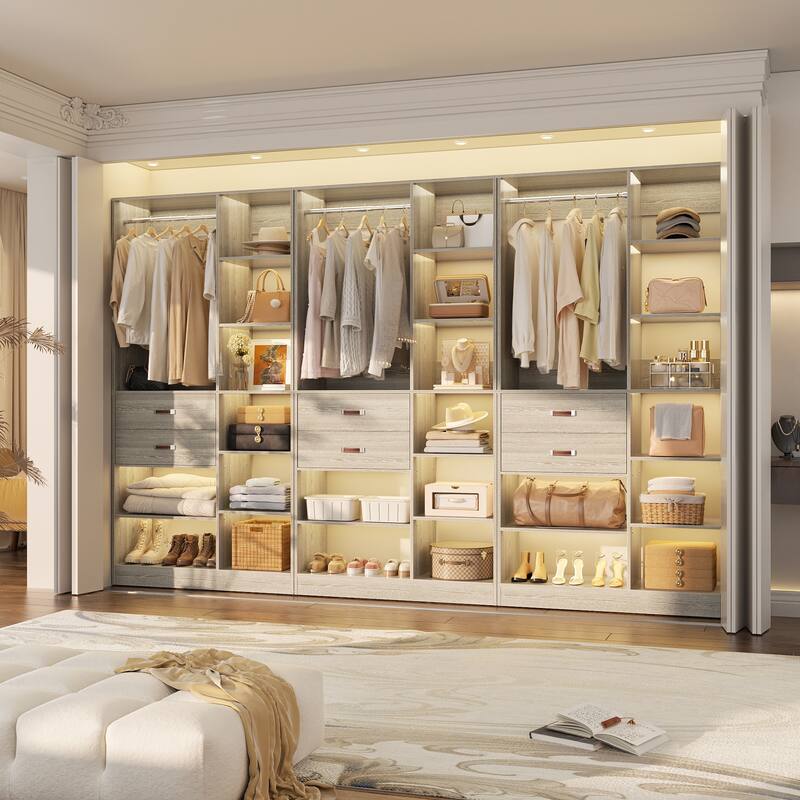 40'' Large Closet System with 10 Shelves and 2 Drawers, Freestanding Closet Organizer with Hanging Rods