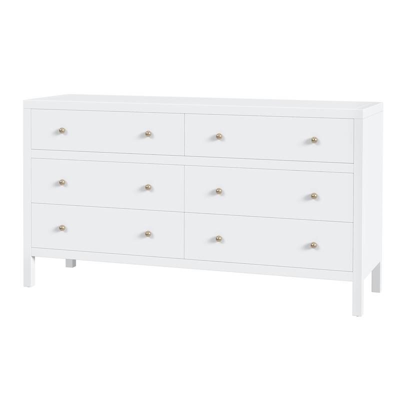 Nora 6-Drawer Wood Wide Dresser