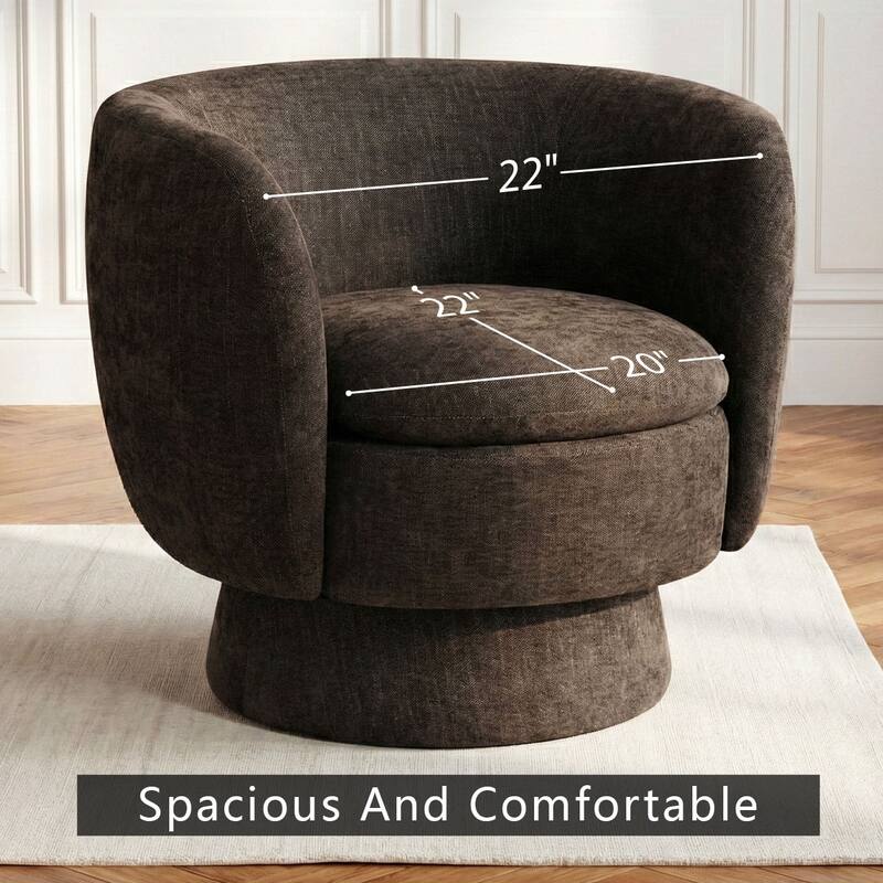 Modern Upholstered Swivel Barrel Accent Chair with Curved Back