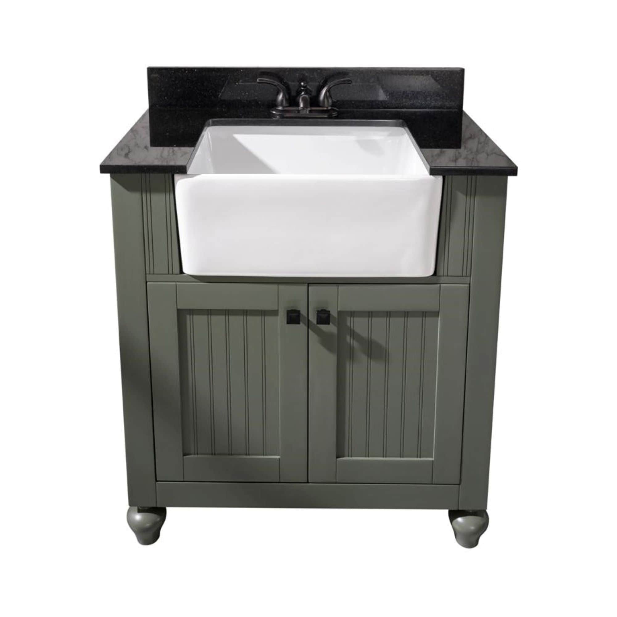 Legion Furniture 30 Inch Bathroom Vanity In Pewter Green With Black Granite Top Wlf6022 Pg Sale
