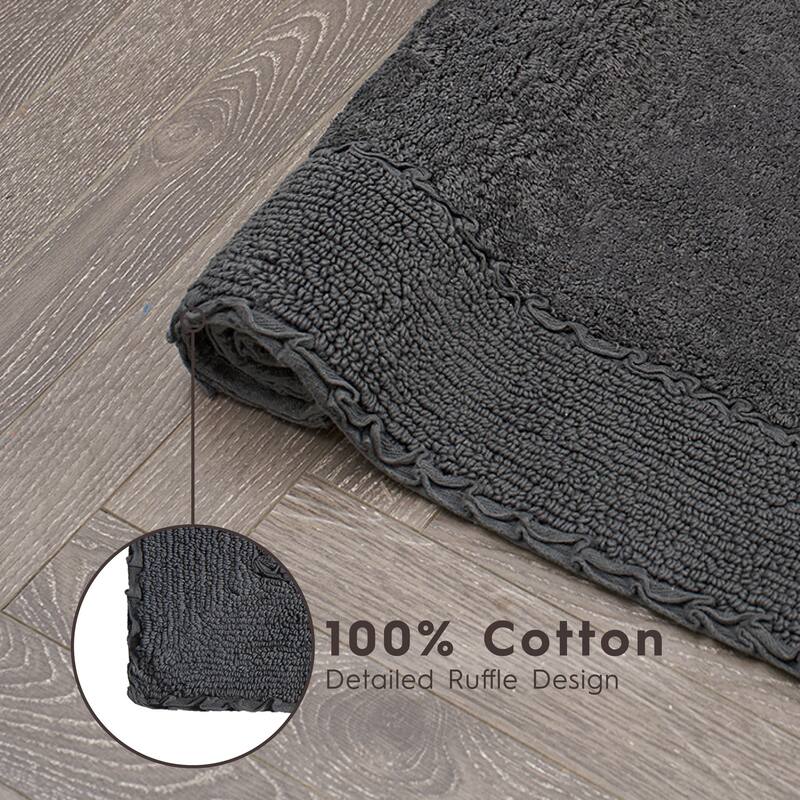 Laura Ashley Ruffle Border Pure Cotton Bath Rugs