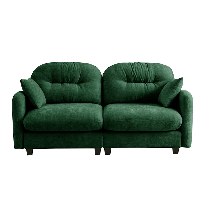 74" Loveseat Sofa, Modern Chenille Deep Seat Sectional Couch for Living Room, Tufted Backrest Love Seat with Pillows