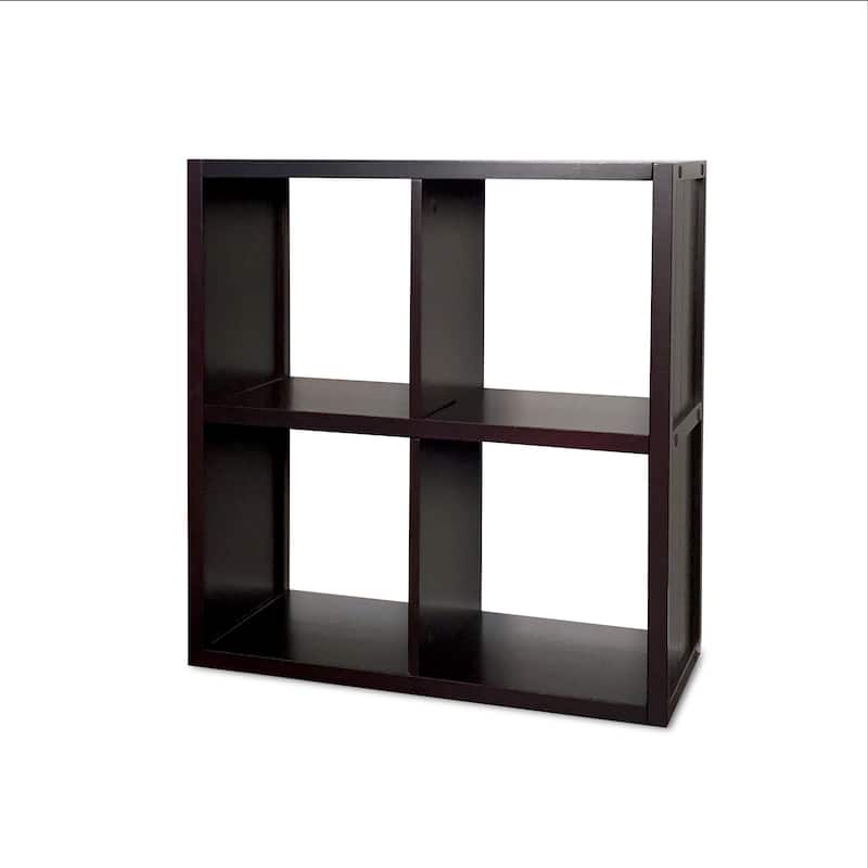 John Louis Home Solid Wood 4 Cube Storage Organizer Espresso