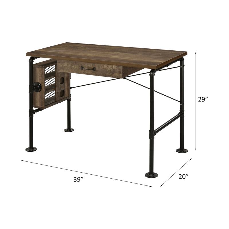 Versatile Weathered Oak Writing Desk with Efficient Storage Options - Oak