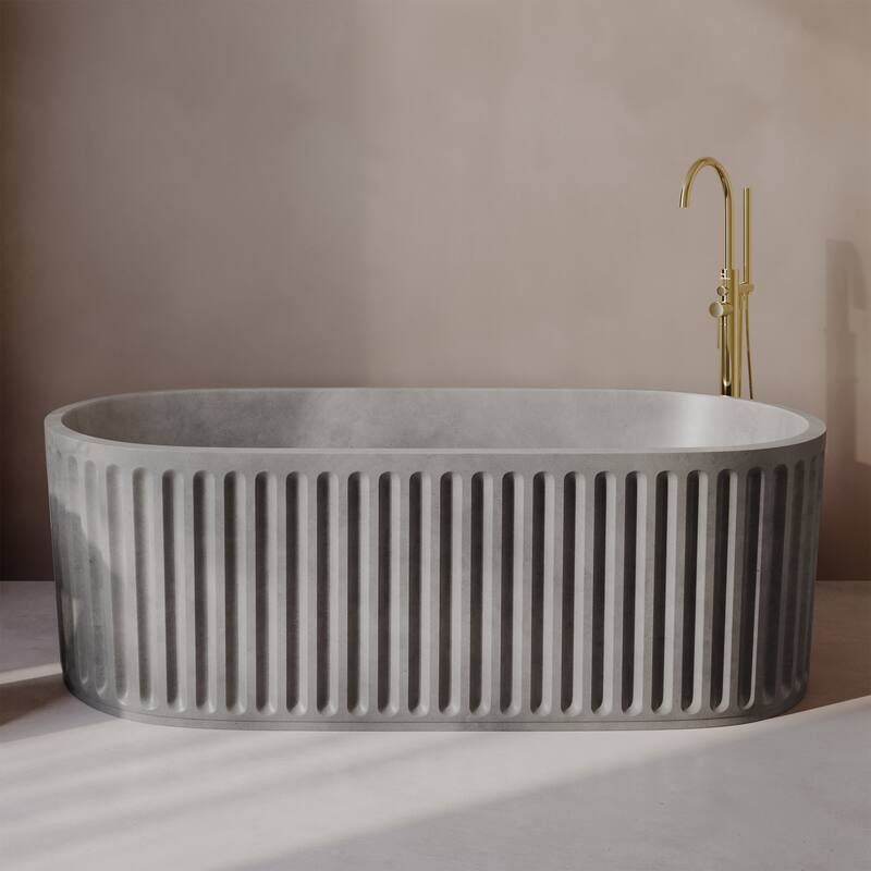 Delice 67" FreestandingConcreteBathtub In Gray, Drain Included