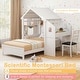 preview thumbnail 5 of 8, Costway Twin House Bed with Desk & Chair with 2 Drawers Windmill Fence