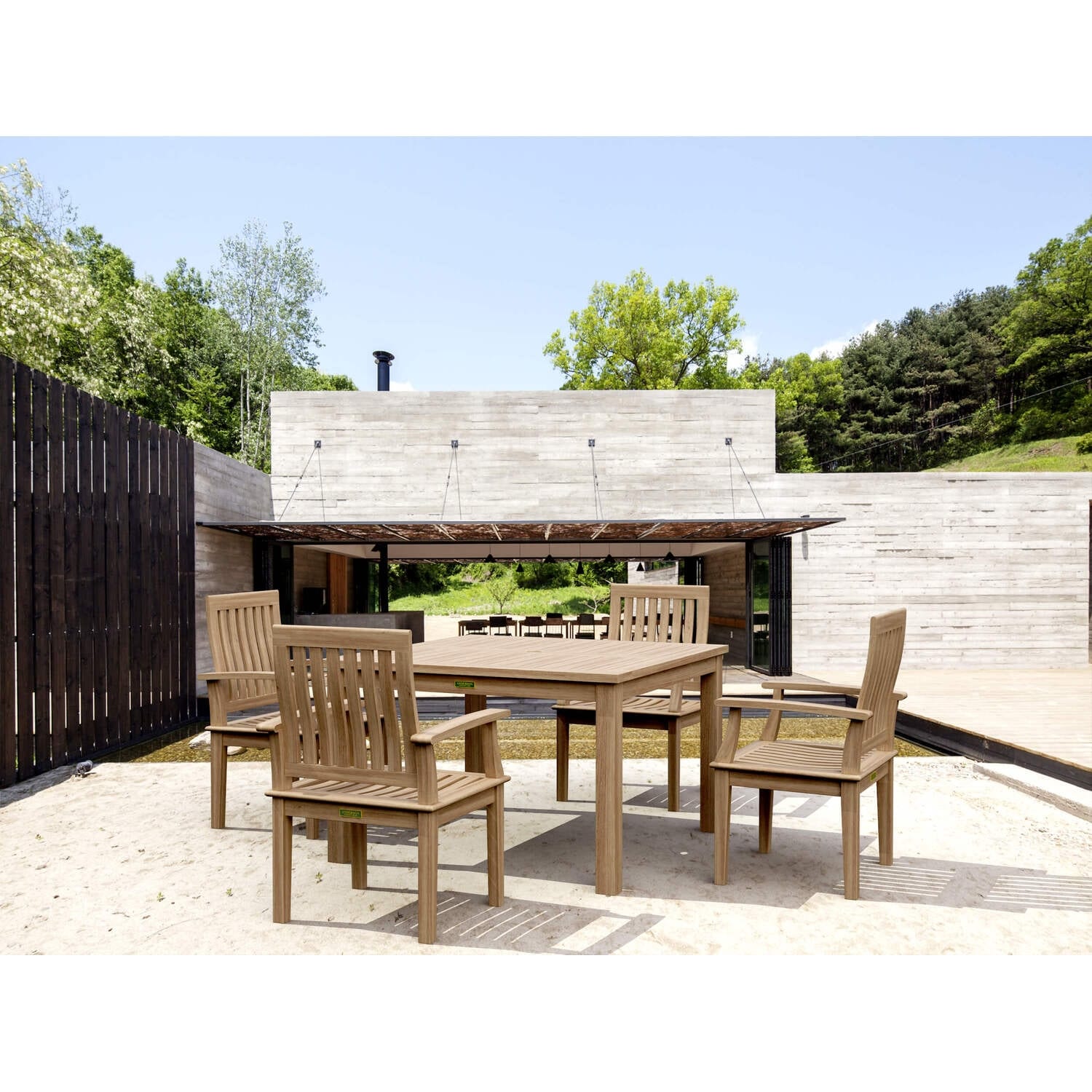 Outdoor Dining Set 5 Piece Teak Wood Table Patio Furniture Set