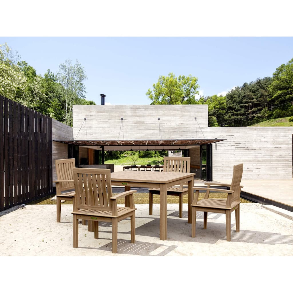 Outdoor Dining Set 5 Piece Teak Wood Table Patio Furniture Set