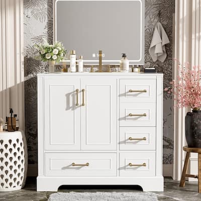 MEDUNJESS 36'' Bathroom Vanity with Ceramic Sink, Bathroom Storage Cabinet
