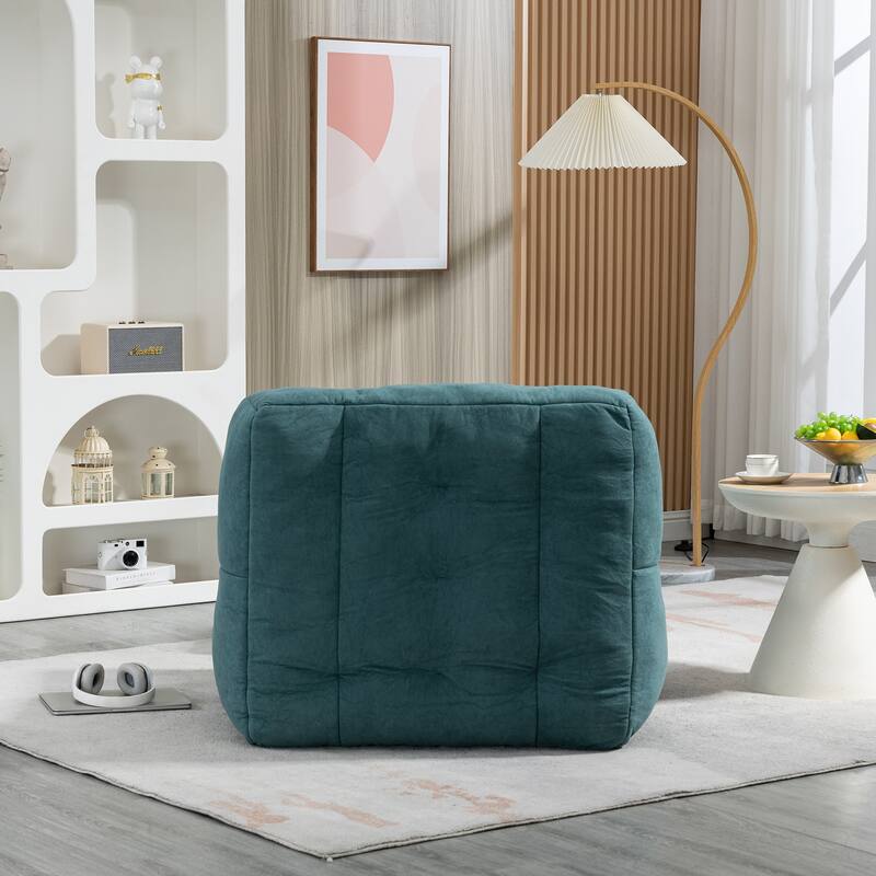 Fluffy Bean Bag Chair with Memory Foam and Ottoman, Super Soft Velvet Bean Bag for Adults & Kids, Comfortable Lazy Sofa