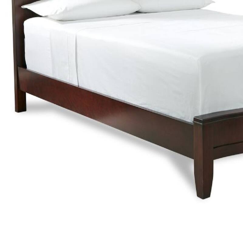 Kyle Soild Wood Low Profile Queen Bed with Sleigh Headboard, Cherry Brown