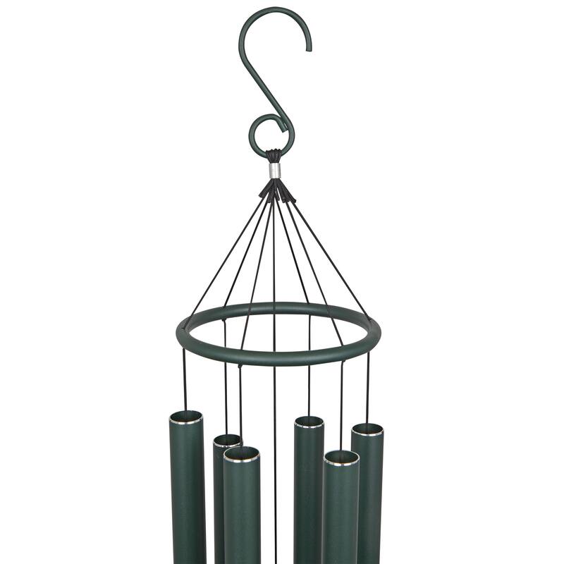 39" Green Metal Windchime with Green Gemstone