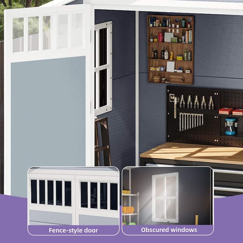6x4.4 FT Resin Storage Shed with Fence-Style and Side Windows - 6' X 4.4'