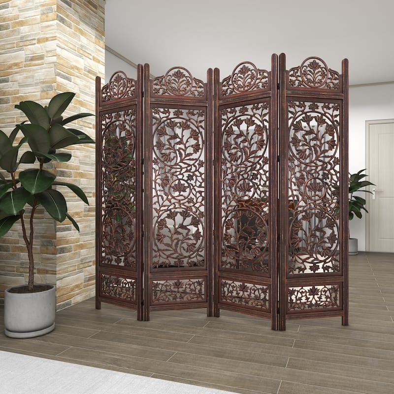 Brown MDF Traditional Room Divider Screen 72 x 80 x 1