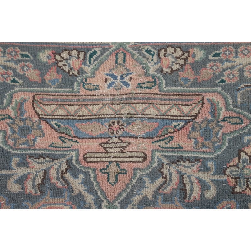 Animals Pink Kashmar Persian Vintage Area Rug Hand-Knotted Wool Carpet - 9'5"x 12'9"