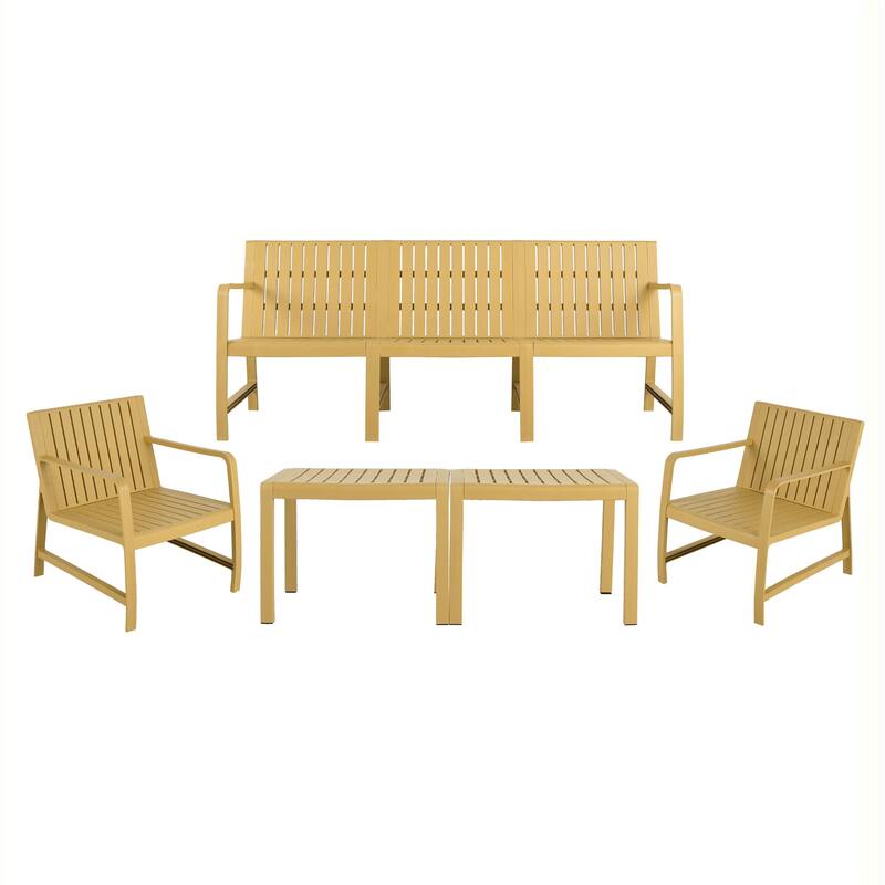 5-Piece Indoor/Outdoor Furniture Set,Easy Assembly Patio Conversation Set - Brick Yellow