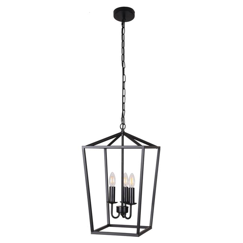 Black 3-Light Lantern Pendant - Modern Farmhouse Lighting - 18