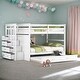preview thumbnail 2 of 37, Full Over Full Elegant Bunk Bed with Twin Size Trundle & Staircase,Built-In Storage,Sophisticated & Practical Bunk Bed