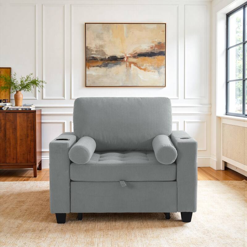 3-in-1 Pull-Out Sleeper Chair Bed Convertible Adjustable Lounge