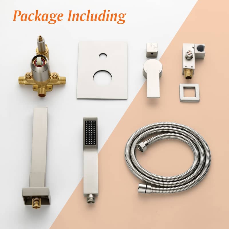 Wall Mounted Tub Faucet With Handshower Single Handle Bathroom Roman Bathtub Faucets Modern Tub Filler Trim With Handheld