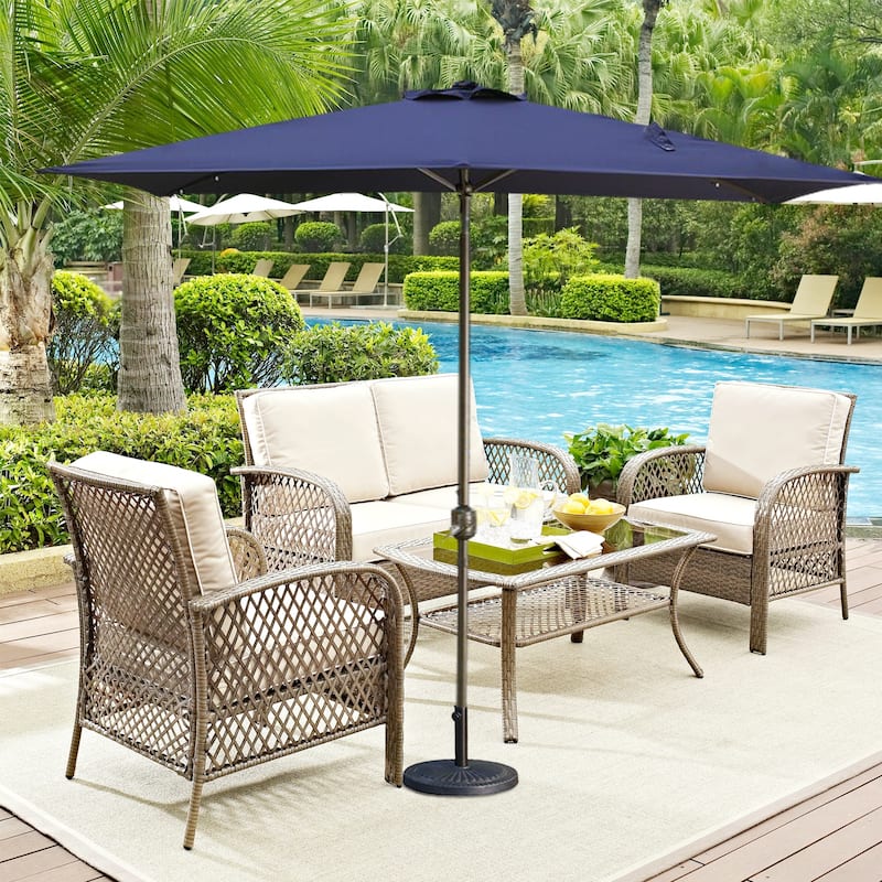 7.5ft * 7.5ft Patio Umbrella with Crank and Push Button Tilt,Outdoor Table Market Umbrella with Aluminum Pole - Dark Green