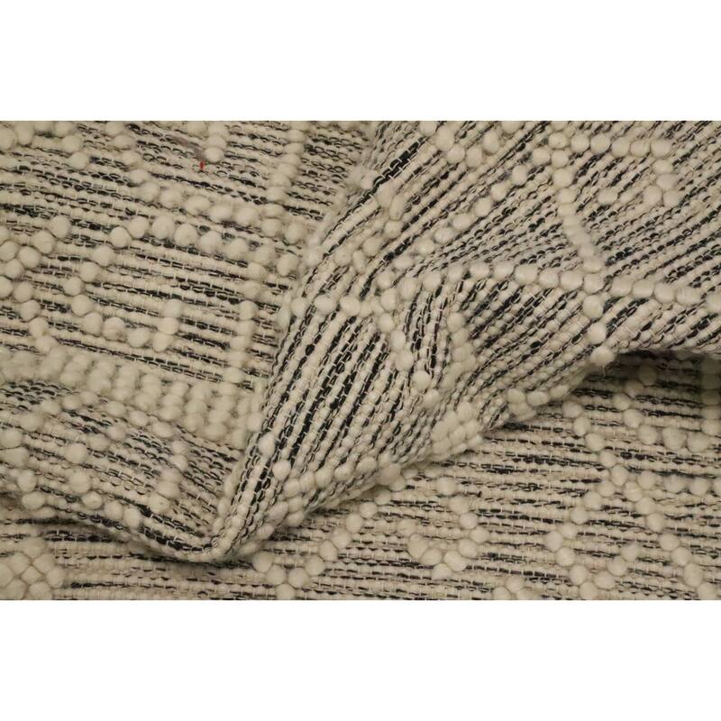 Hand Knotted Oriental 100% Wool Carpet Modern Geometric Beige & Ivories Modern Gotti Design Runner Rug - 7' 5'' X 2' 2''