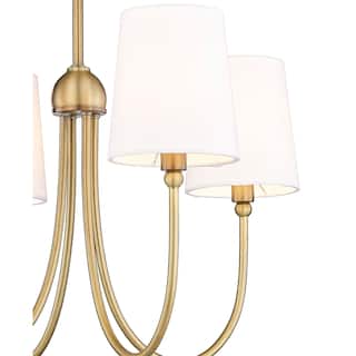 Antique Brass 22" Farmhouse Chandelier with 4 Fabric Shades