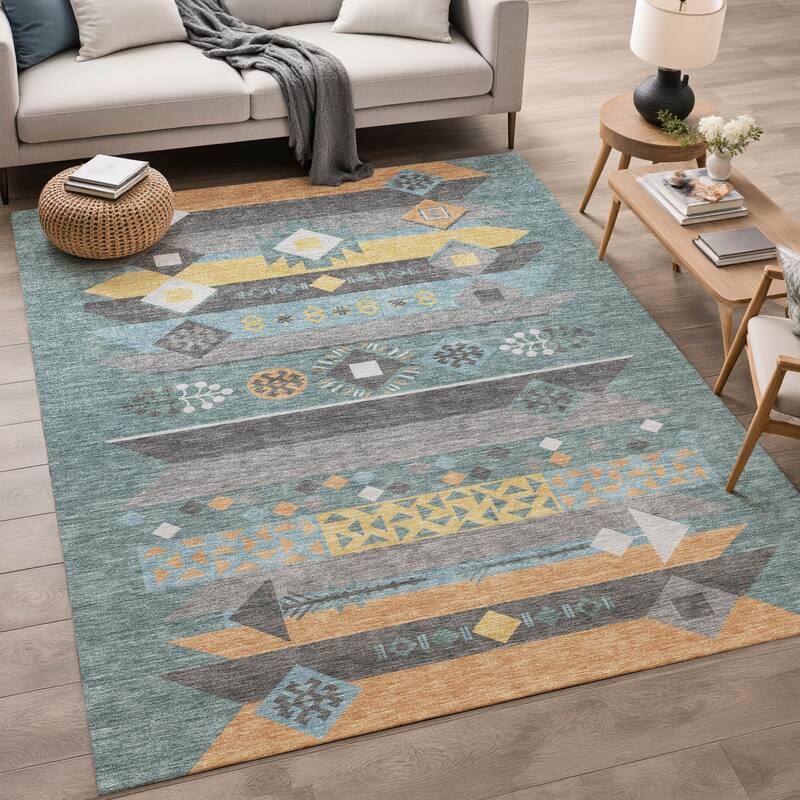 Machine Washable Indoor/ Outdoor Global Tuca Chantille Rug